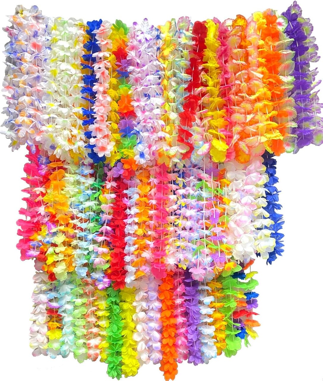 200pcs Hawaiian Necklace Silk Flower Leis for Beach Party Decors